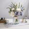 Silk Flowers in Vase, Artificial Flowers Arrangement with Glass Vase Faux Dahlia for Decoration Table Centerpiece (Dahlia)